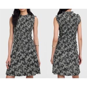 Madewell Harper Smocked Black White Sleeveless Floral Cottagecore Mini Dress 8